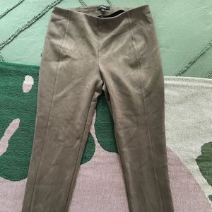 Premise Taupe Seamed Suede Leggings